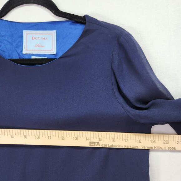 DOVIMA Paris Tunic Top Size Medium Blue Sheer 3/4 Sleeve Designer Blouse - Picture 8 of 12
